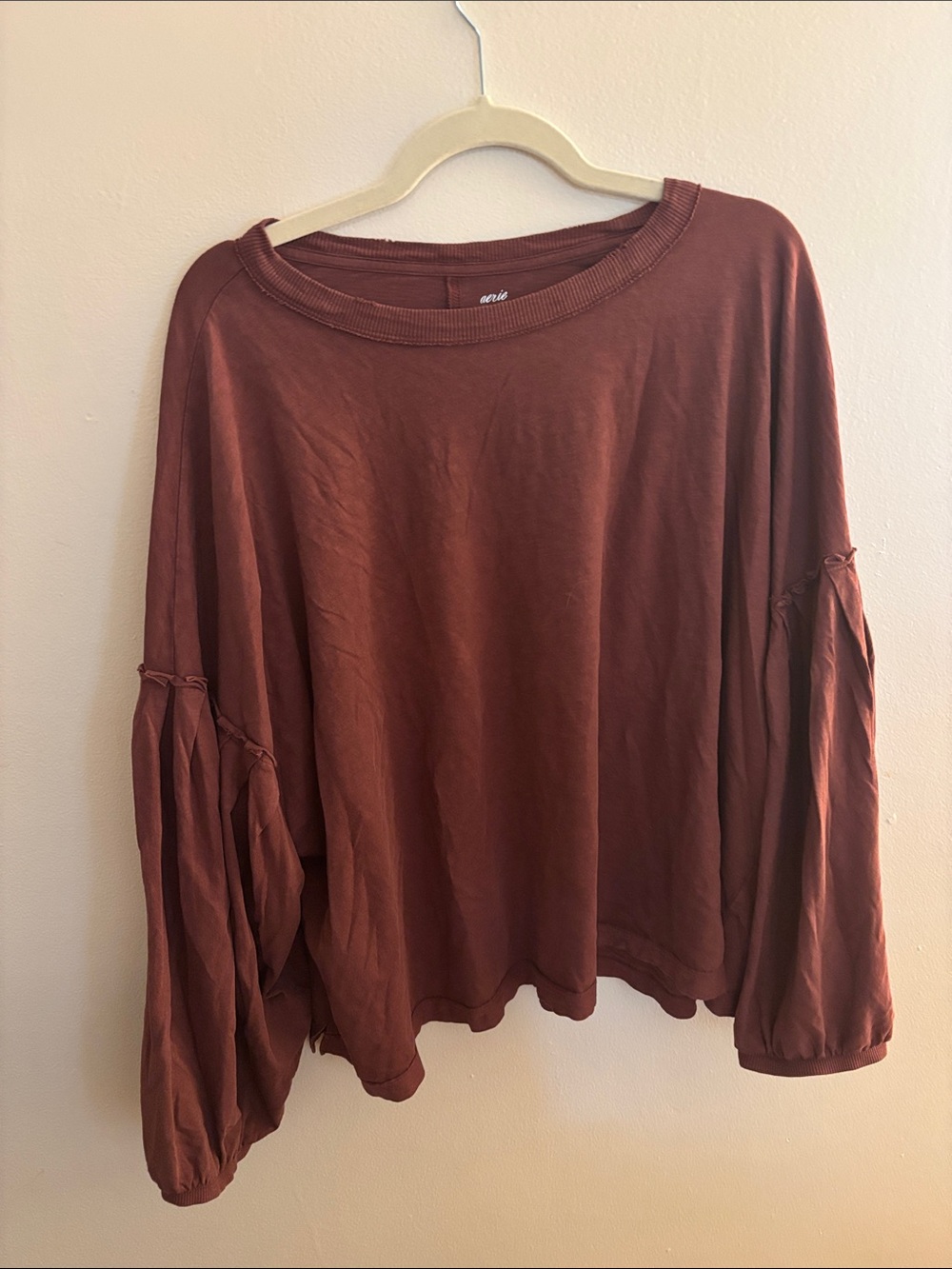 aerie Rust Brown Long Sleeve Top